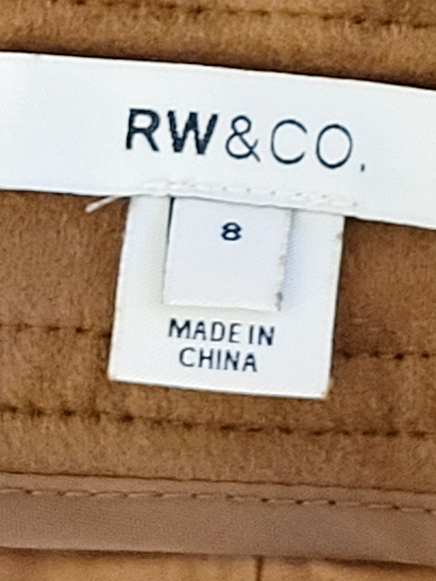 JLMB1 - RW and Co. tan faux suede button down A-line mini skirt. Size 8