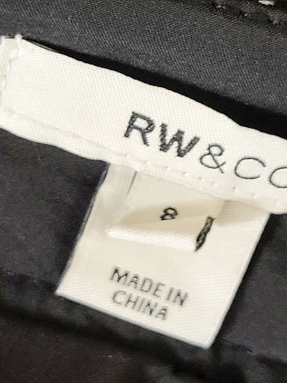 JLMB1 - RW and Co black floral embroidered faux leather mini skirt. Size 8