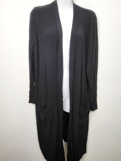 SPMP - Reitmans black rib knit long open cardigan sweater. Size 3X