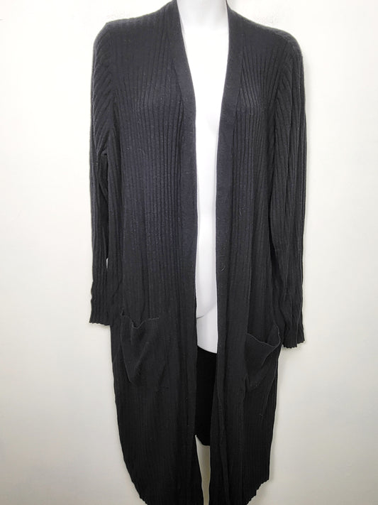 SPMP - Reitmans black rib knit long open cardigan sweater. Size 3X