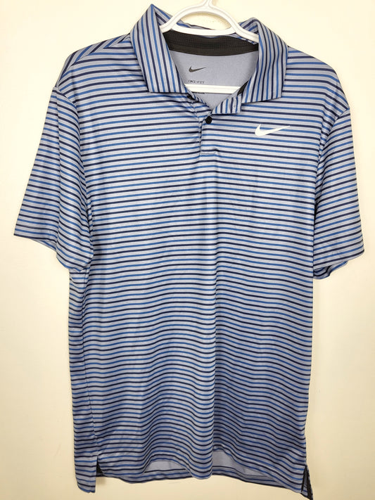 AART - Nike blue striped Dri-fit golf polo. Size small