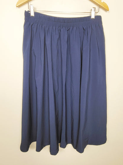 JLMB2 - Belle Poque navy vintage inspired A-line midi swing skirt. Size large