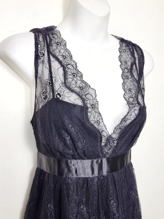 JLMB2 - Club Monaco black lace sleeveless midi dress. Size 8