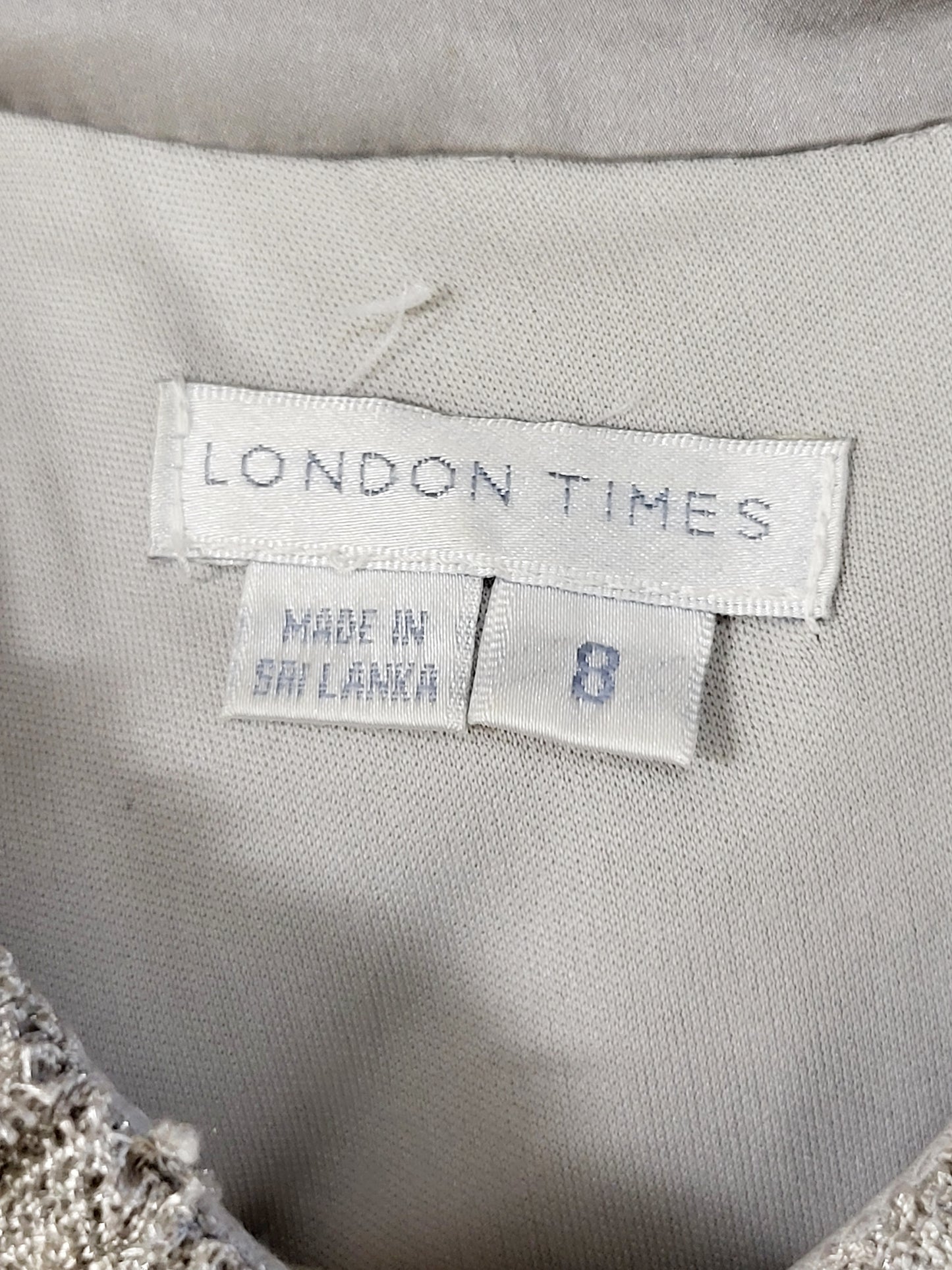 JLMB2 - London Times open knit mid dress with satin halter neckline. Size 8