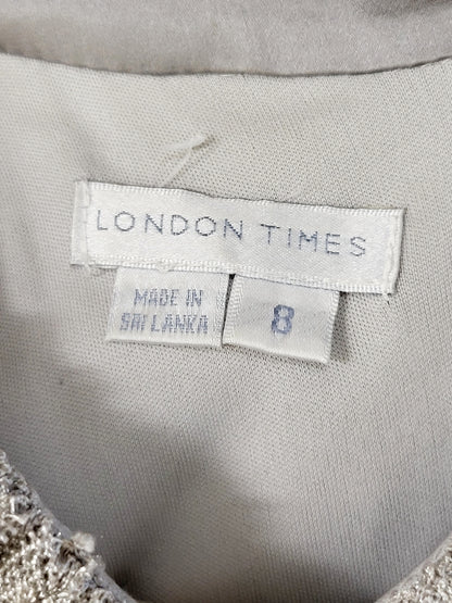 JLMB2 - London Times open knit mid dress with satin halter neckline. Size 8