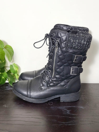 JLMB3 - STQ black lace up boots. Size 8