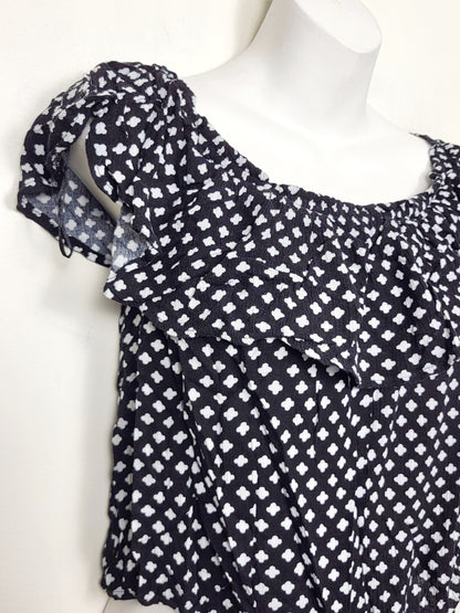 CHSP2 - Streetwear Society black patterned ruffle bodysuit. Size large