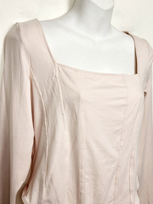 CHSP2 - NEW- H and M light pink box neck bodysuit. Size medium