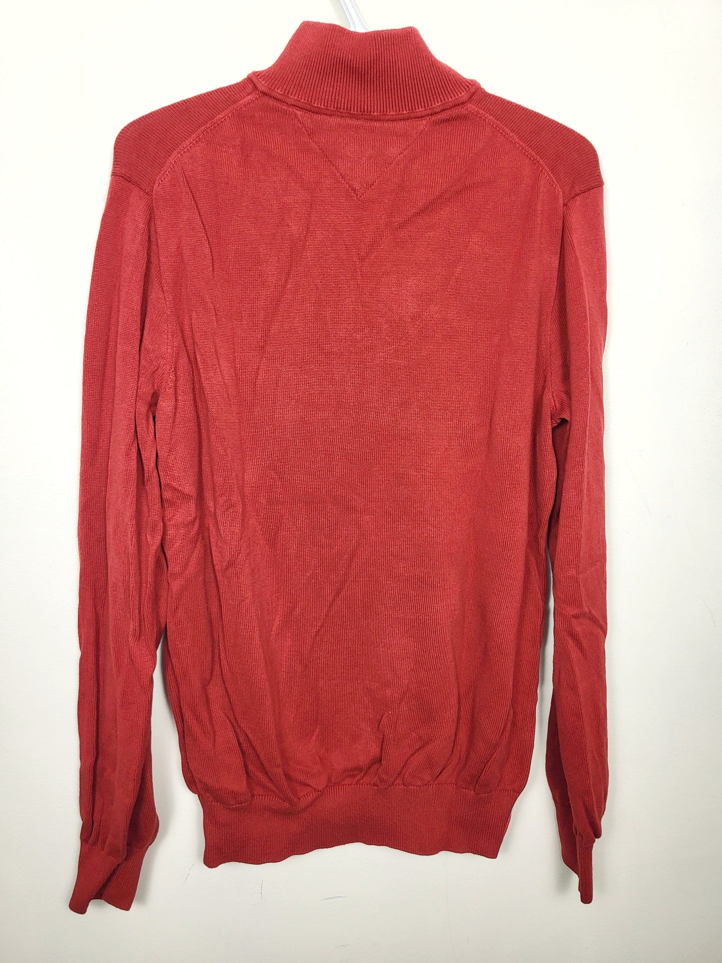 CHSP2 - Tommy Hilfiger red quarter zip pullover cotton sweater. Men's medium