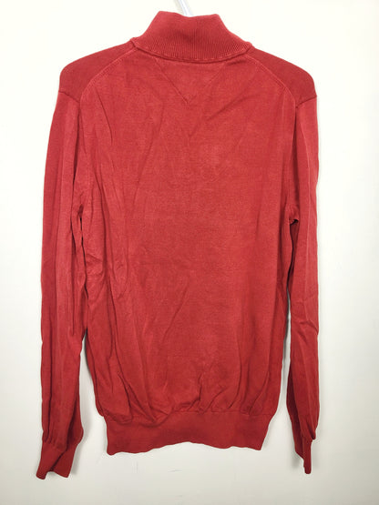 CHSP2 - Tommy Hilfiger red quarter zip pullover cotton sweater. Men's medium
