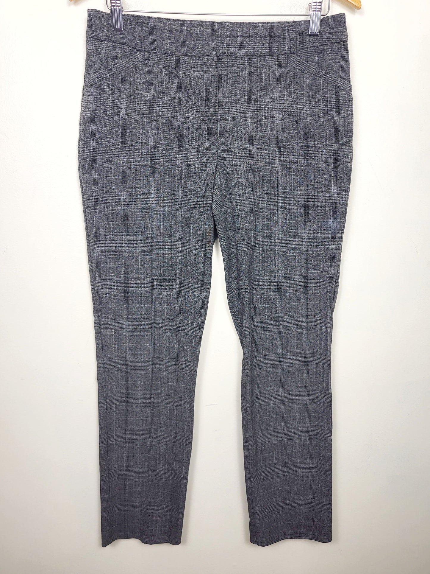 CHSP2 - Reitmans grey plaid straight leg trousers. Size 8 PETITE