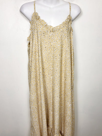 BRNA1 - Wishlist yellow floral pattern spaghetti strap maxi dress. Size large