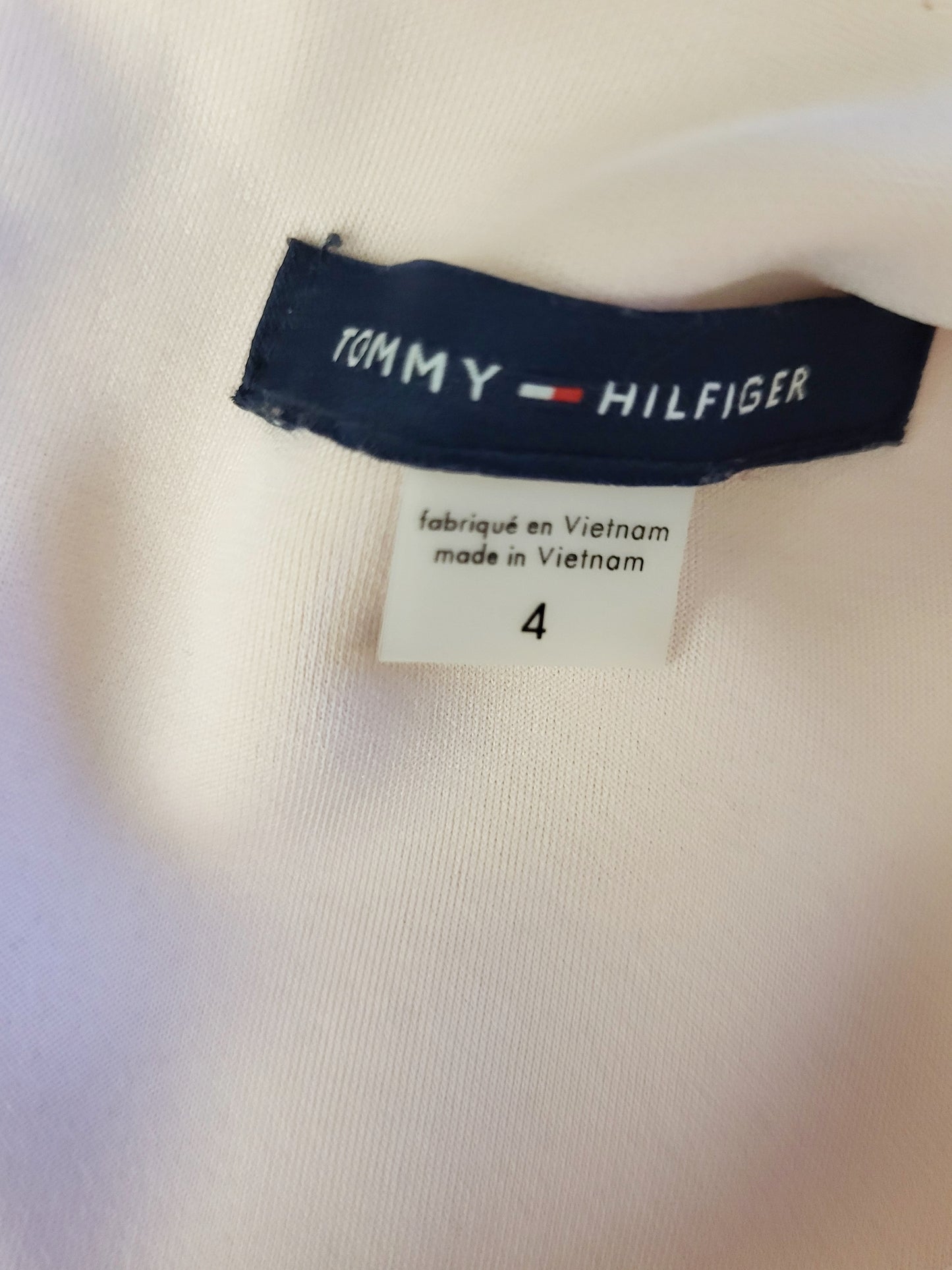 CHSP3 - Tommy Hilfiger black, pink, striped colour block sheath dress. Size 4