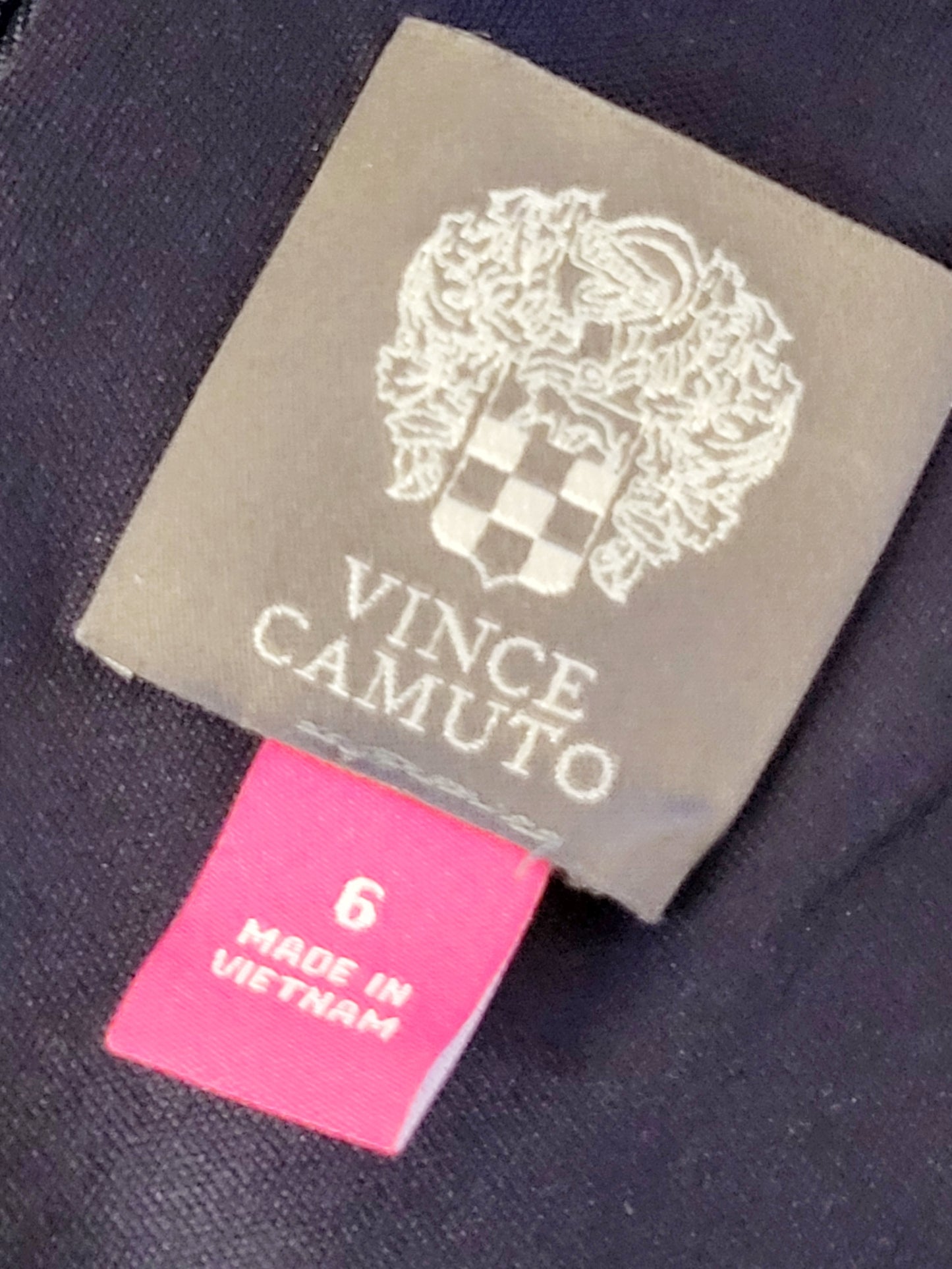 CHSP3 - Vince Camuto navy and pink patterned fit and flare dress. Size 6