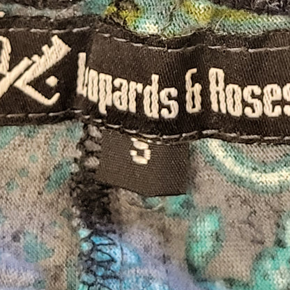 Leopards and Roses cropped wide leg pants with foldover waist. Size small