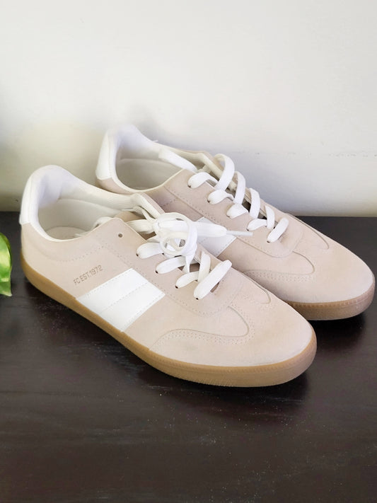 French Connection beige and white lace up "Austria" sneakers. Size 9 (ladies)