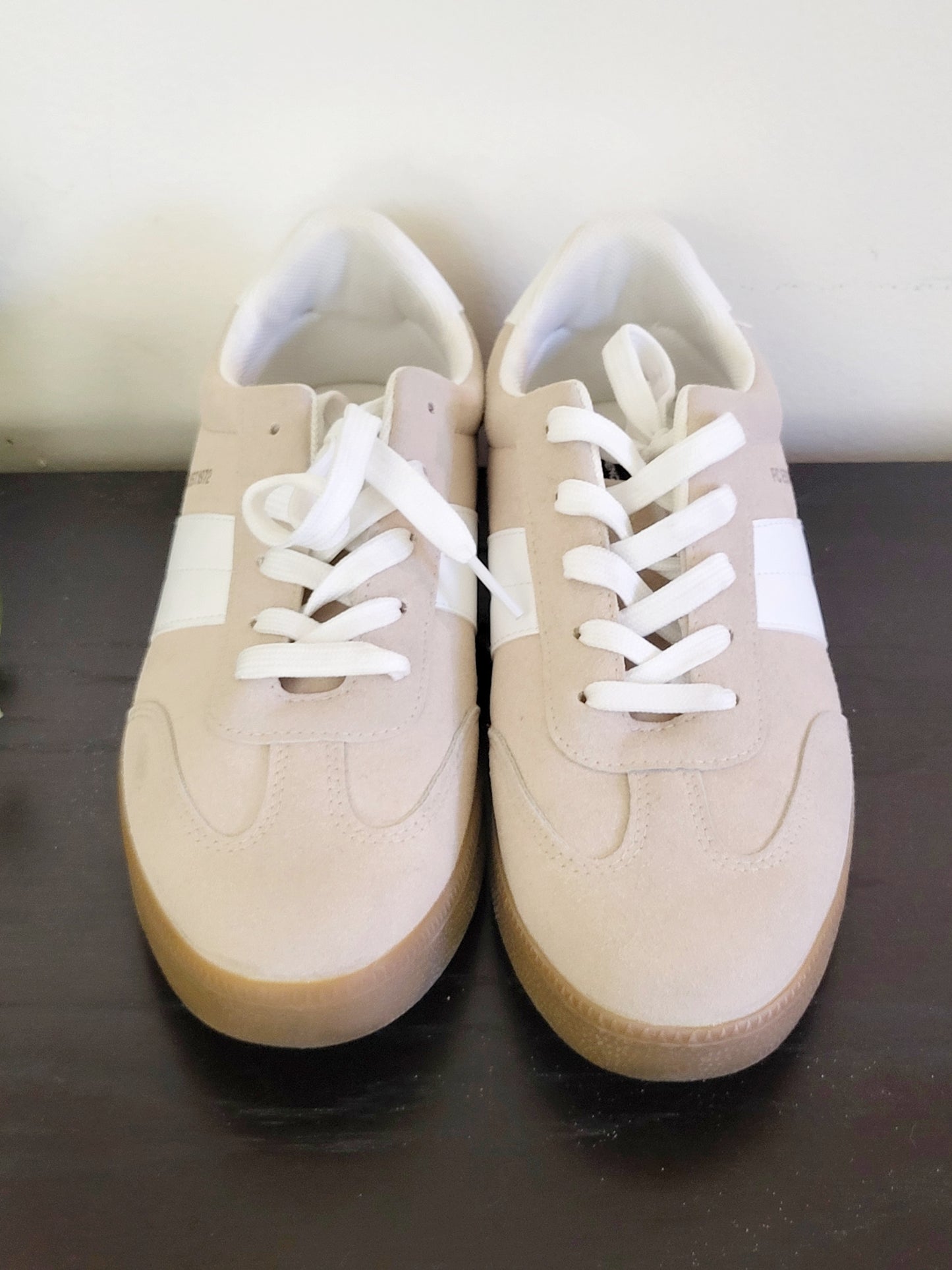 French Connection beige and white lace up "Austria" sneakers. Size 9 (ladies)