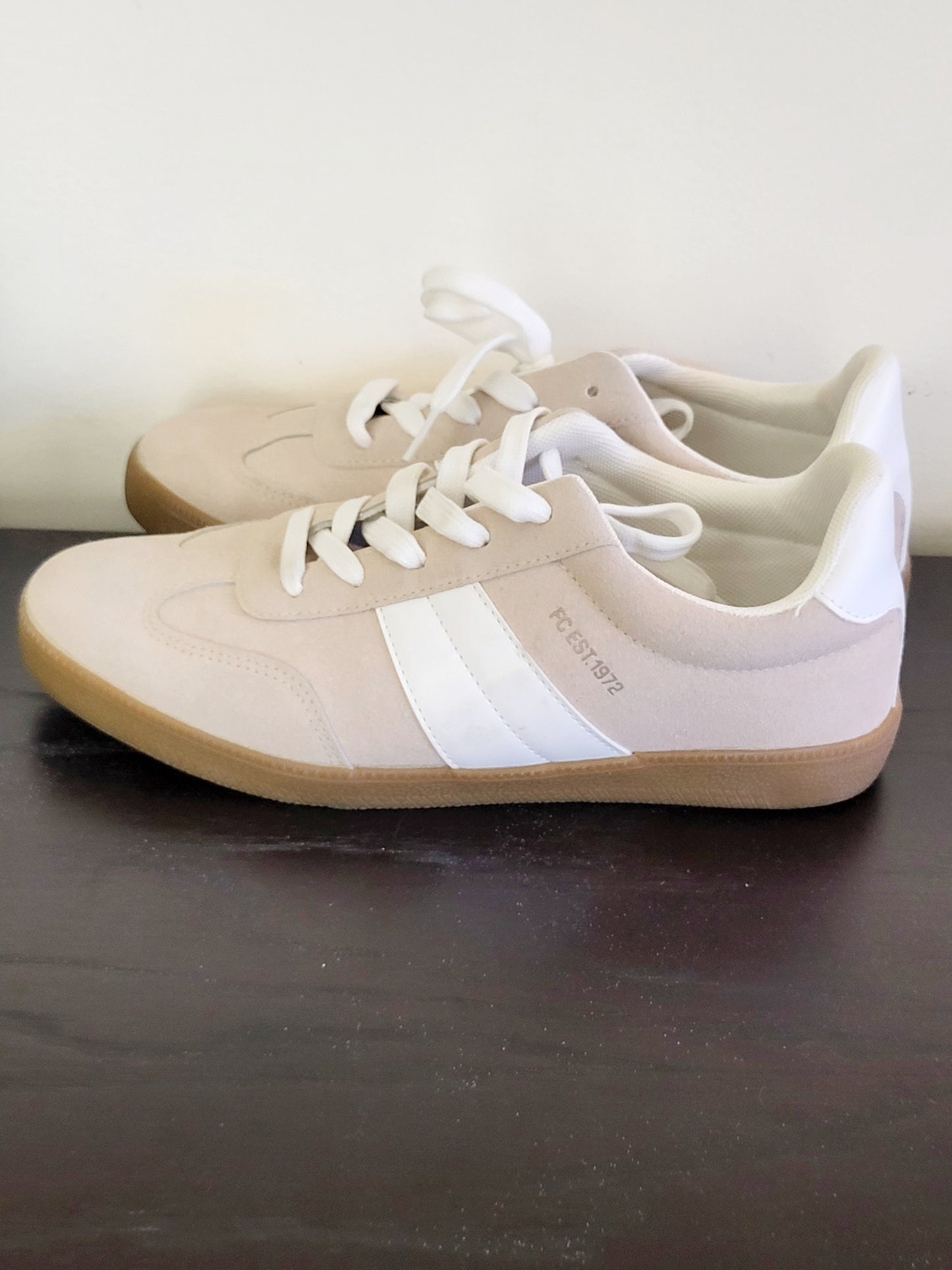 French Connection beige and white lace up "Austria" sneakers. Size 9 (ladies)