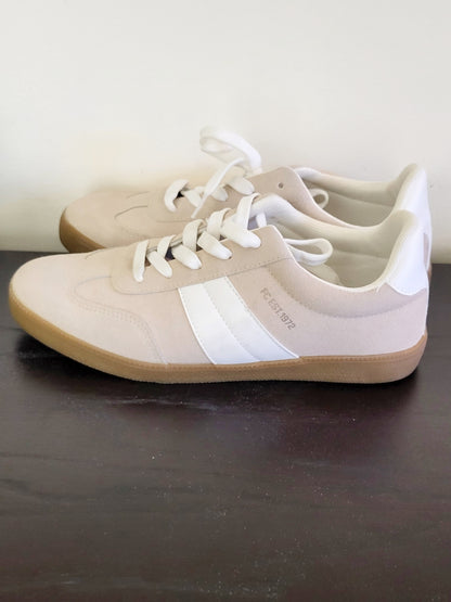 French Connection beige and white lace up "Austria" sneakers. Size 9 (ladies)
