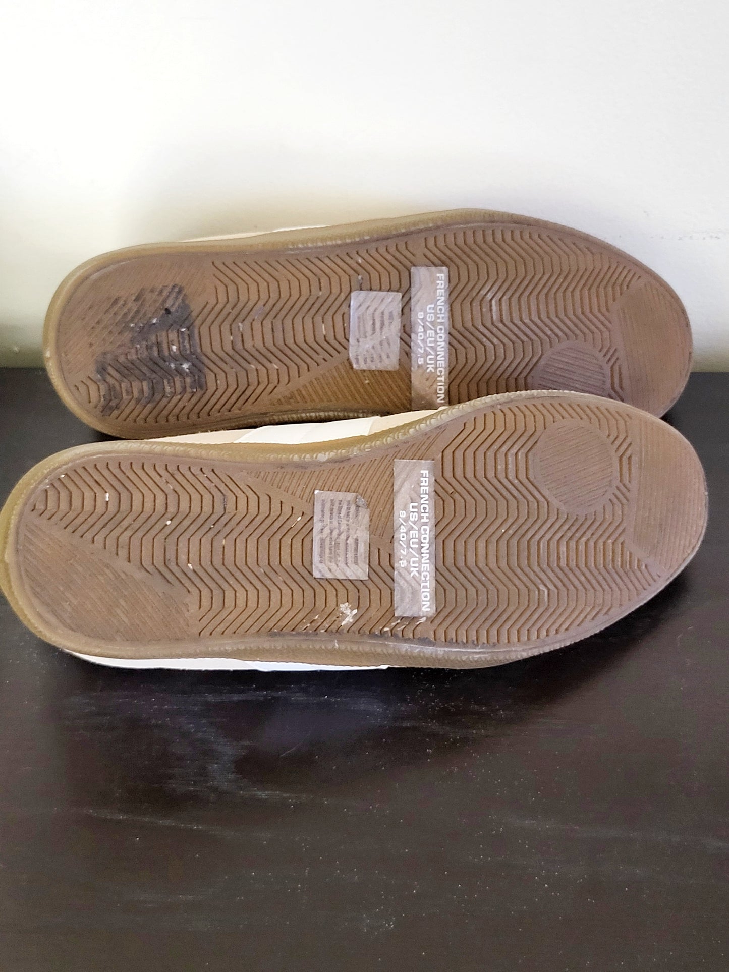 French Connection beige and white lace up "Austria" sneakers. Size 9 (ladies)