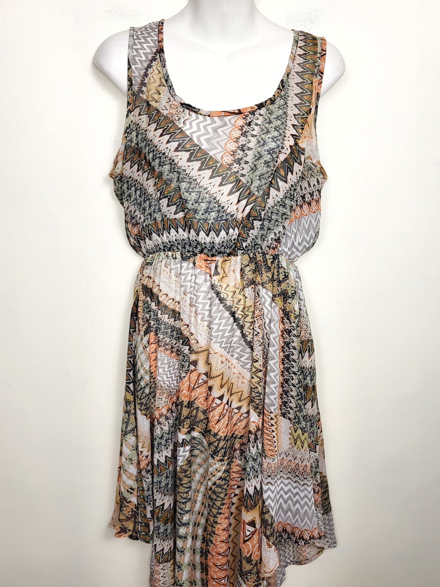 Poetry abstract patterned sleeveless dress. Size Medium