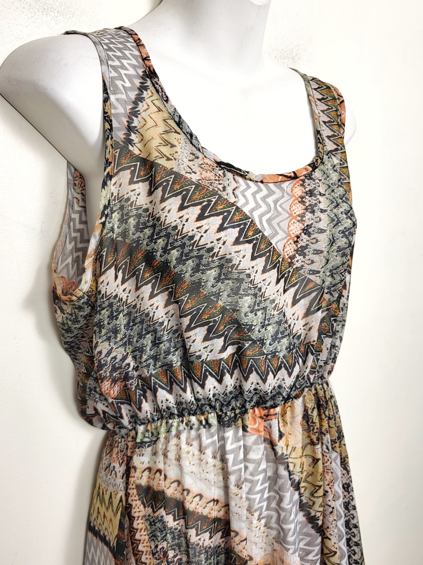 Poetry abstract patterned sleeveless dress. Size Medium