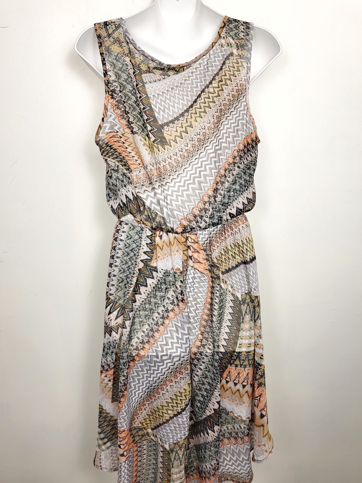 Poetry abstract patterned sleeveless dress. Size Medium