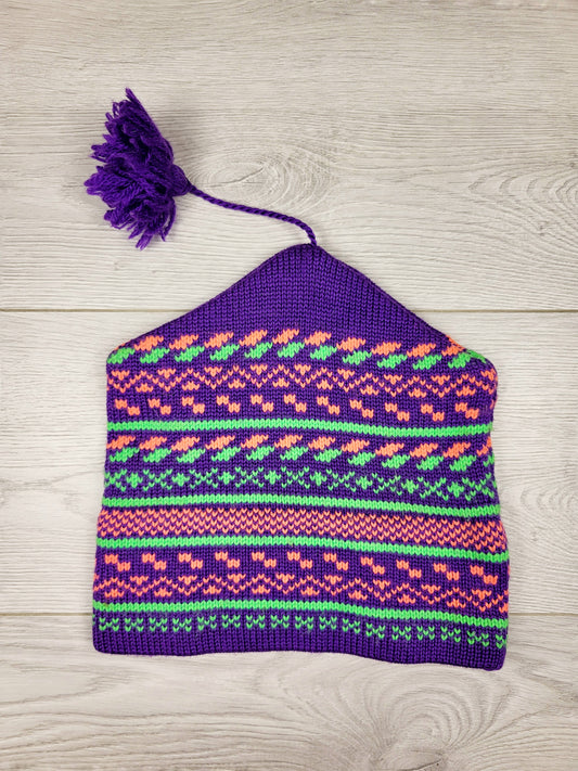 Vintage Capelo purple patterned wool toque. One size fits all