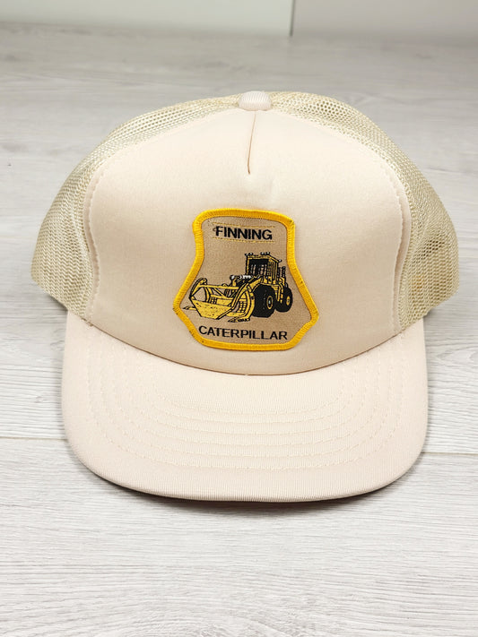 Vintage Finning Caterpillar bulldozer mesh snapback trucker hat.