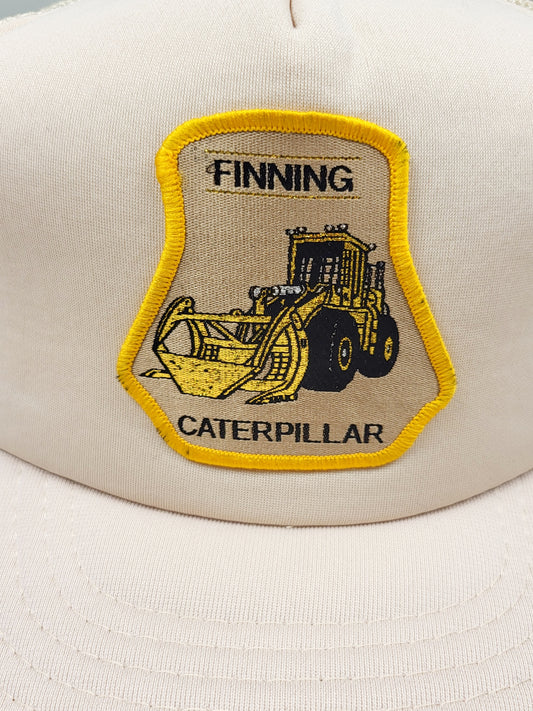 Vintage Finning Caterpillar bulldozer mesh snapback trucker hat.