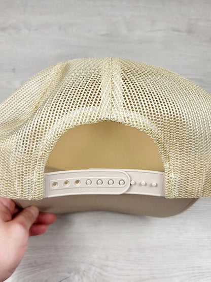 Vintage Finning Caterpillar bulldozer mesh snapback trucker hat.