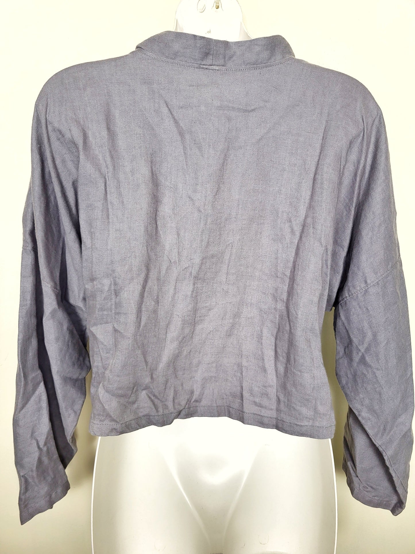 Nomi Design grey linen wrap top. Size medium
