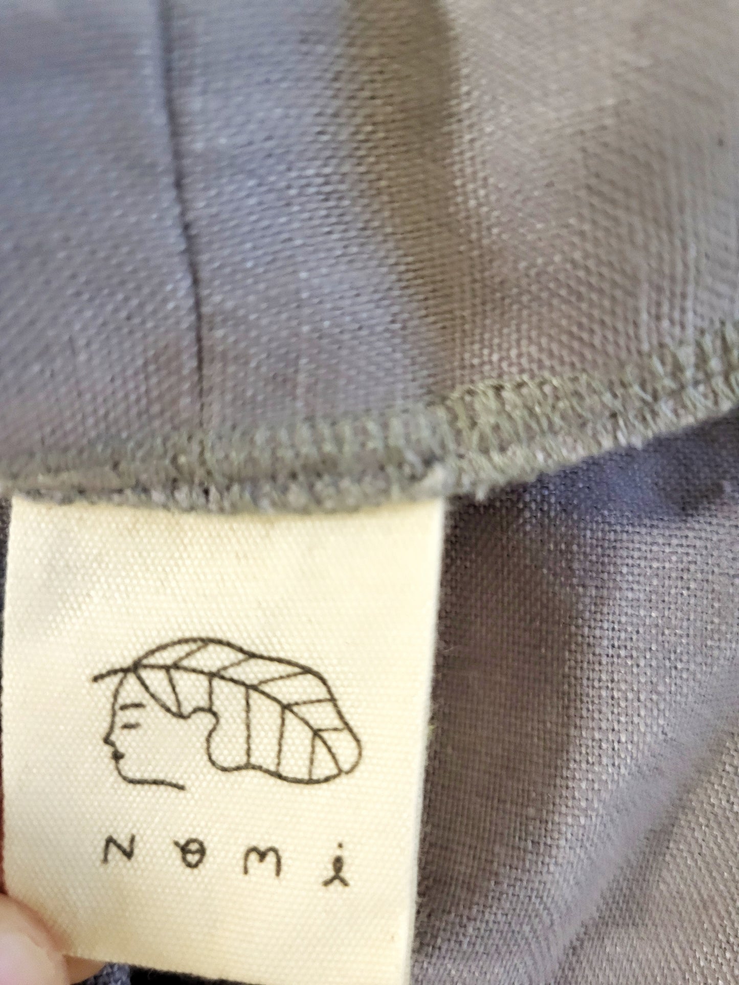 Nomi Design grey linen wrap top. Size medium