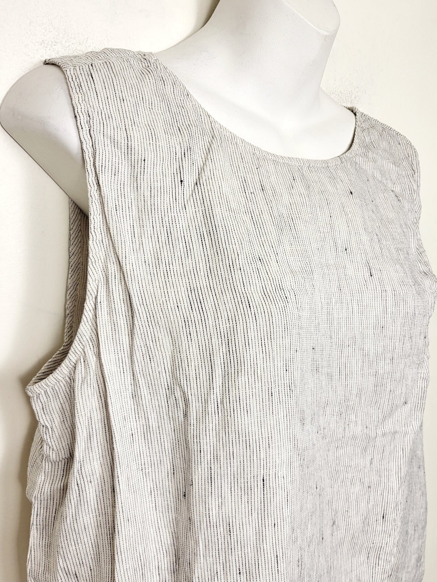 Eileen Fisher white striped sleeveless linen top. Size medium