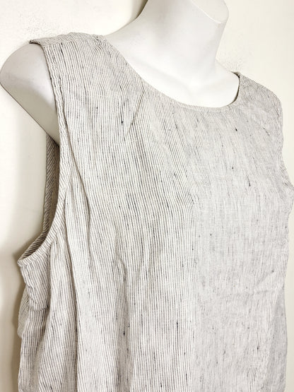 Eileen Fisher white striped sleeveless linen top. Size medium