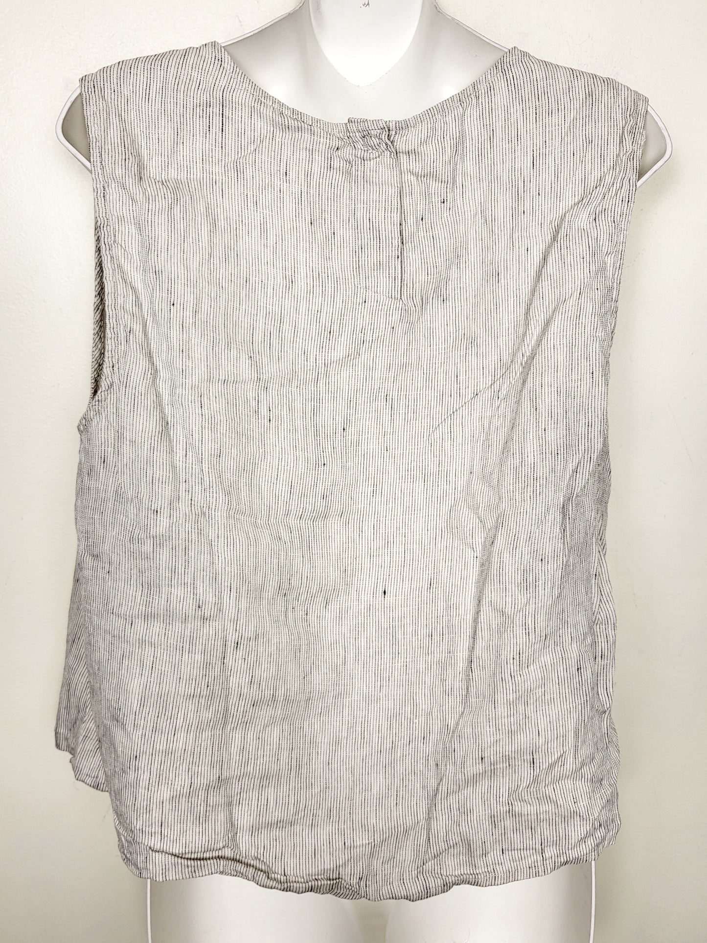 Eileen Fisher white striped sleeveless linen top. Size medium