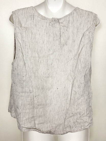 Eileen Fisher white striped sleeveless linen top. Size medium