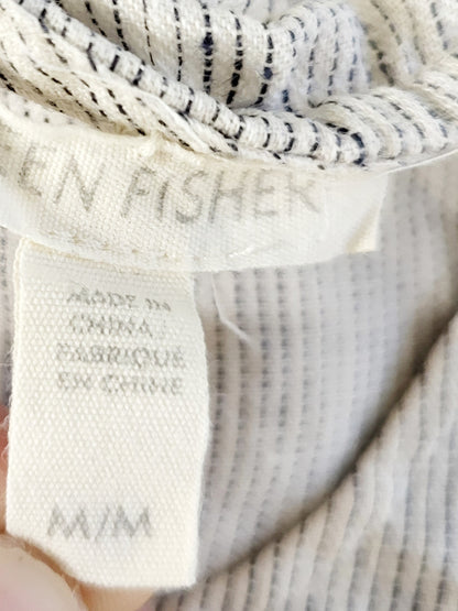 Eileen Fisher white striped sleeveless linen top. Size medium