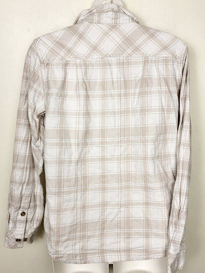 Frank by Frank and Oak beige and white plaid button down "Kapok" shirt. Size small