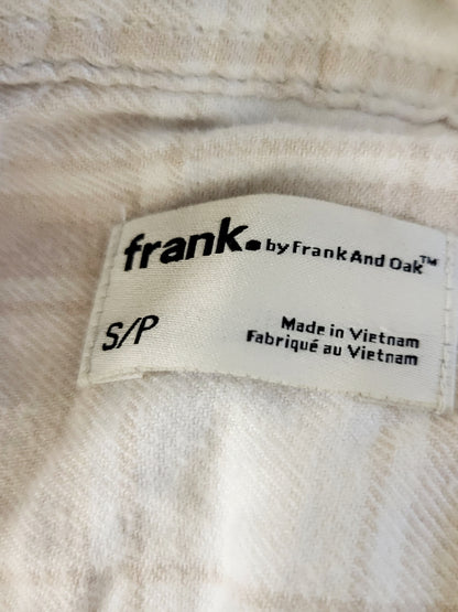Frank by Frank and Oak beige and white plaid button down "Kapok" shirt. Size small