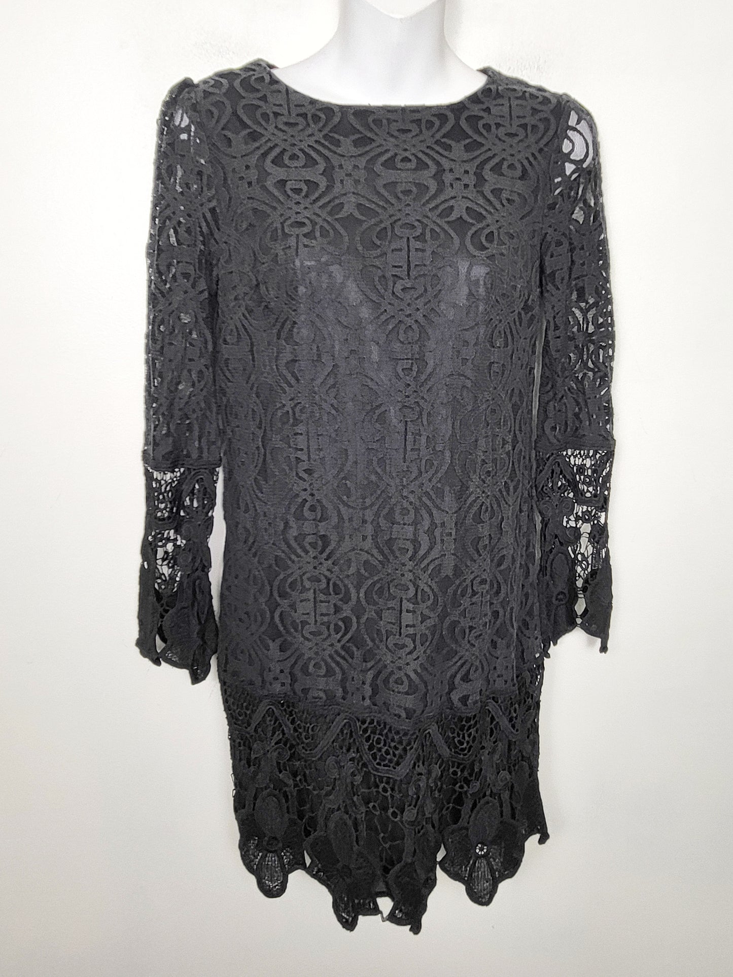 Iska black lace shift dress. Size 6