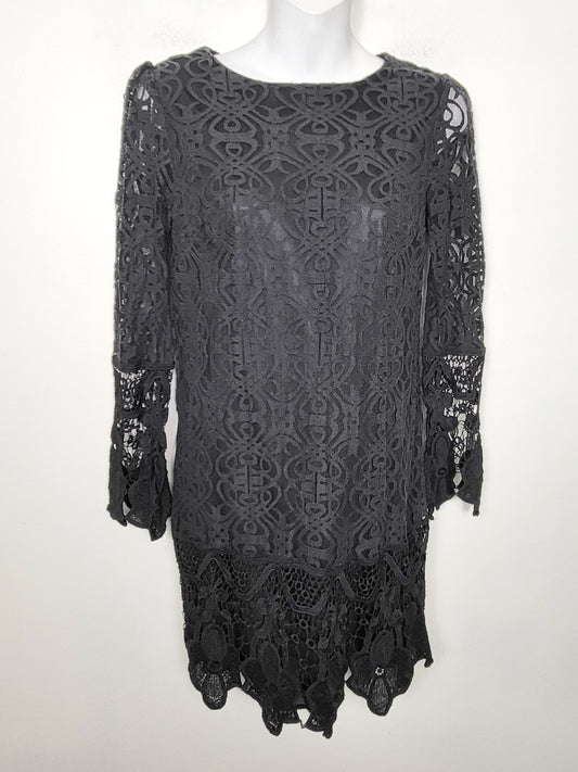 Iska black lace shift dress. Size 6