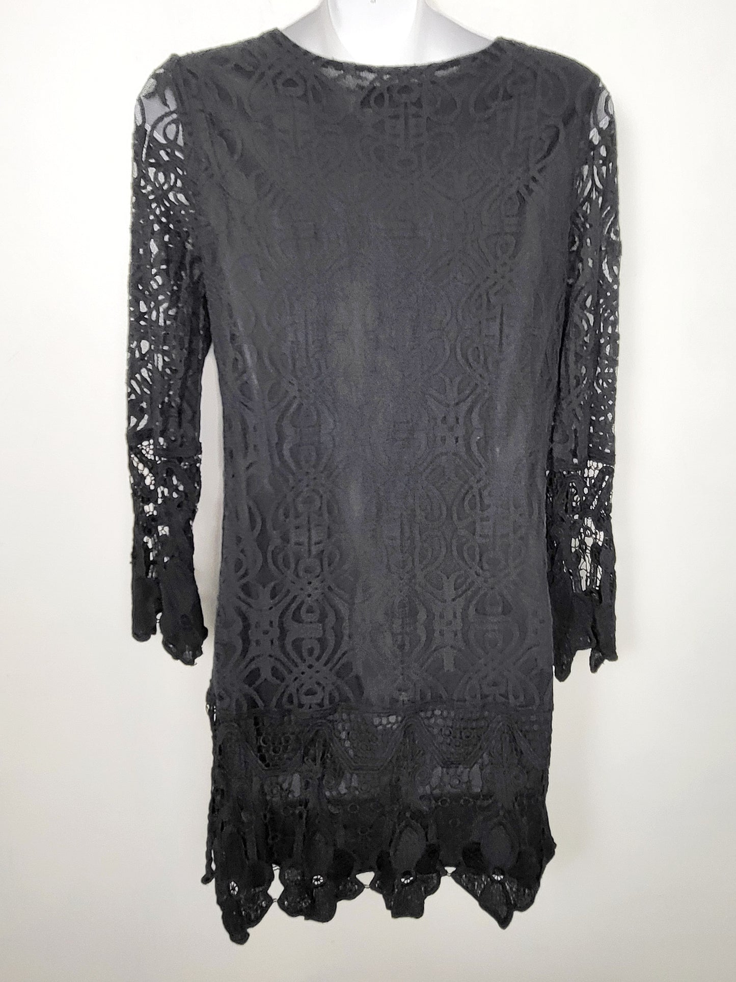 Iska black lace shift dress. Size 6