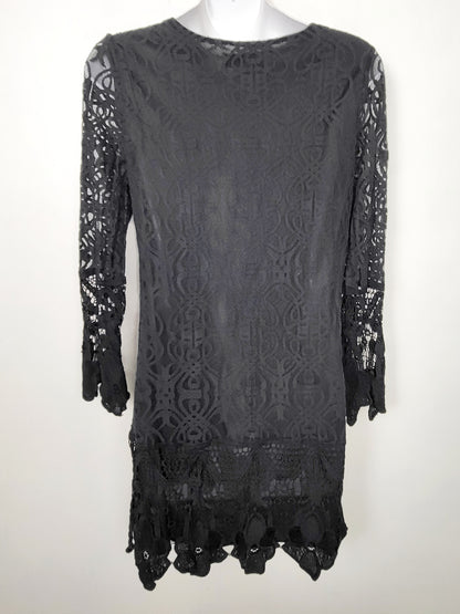 Iska black lace shift dress. Size 6