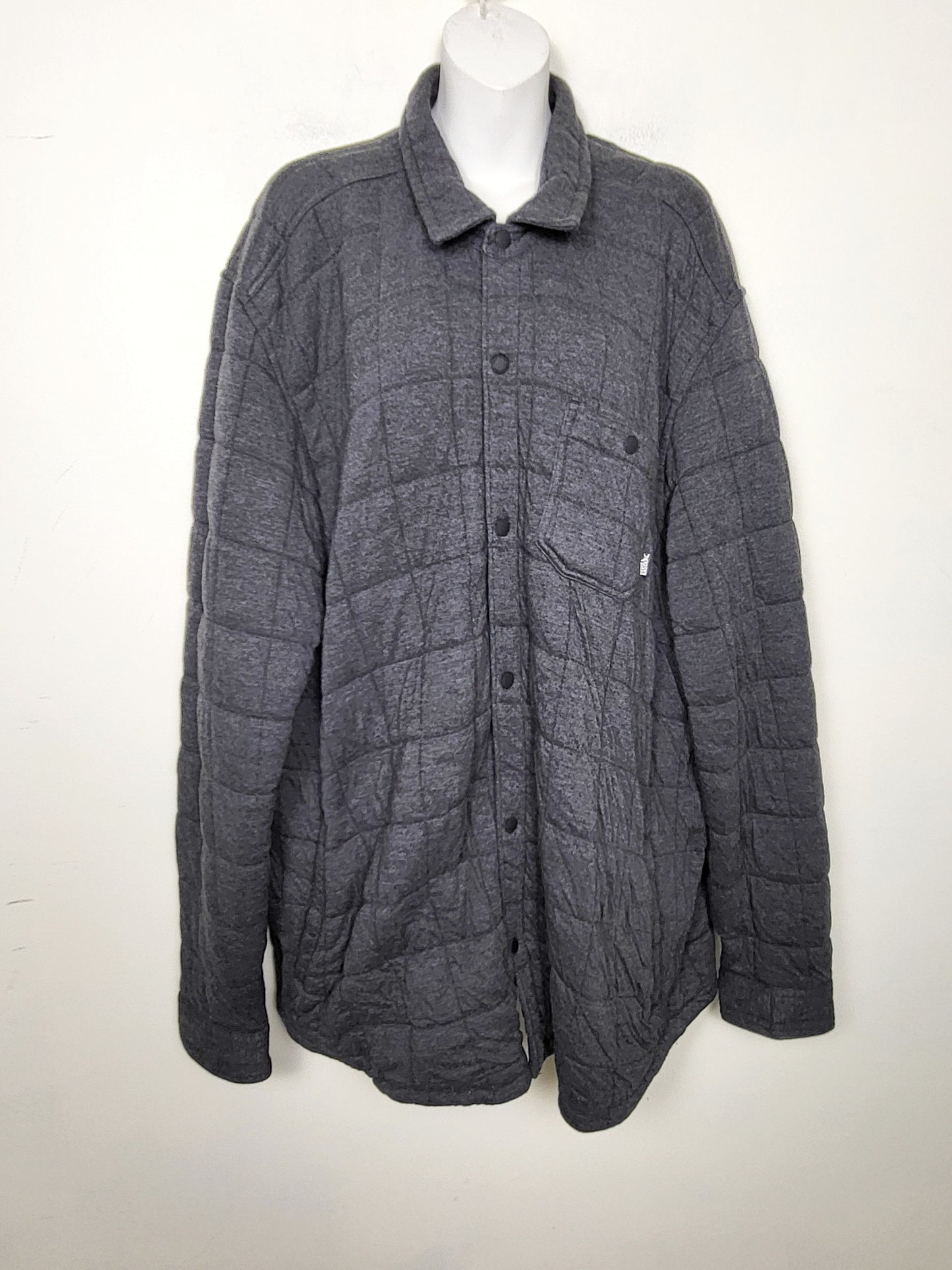 Eddie Bauer grey quilted button down shirt jacket. Unisex size 2XL
