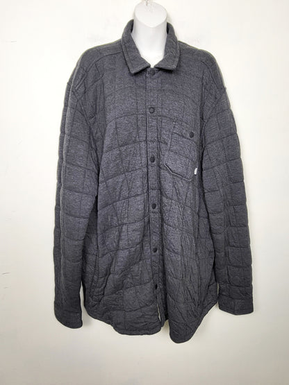 Eddie Bauer grey quilted button down shirt jacket. Unisex size 2XL