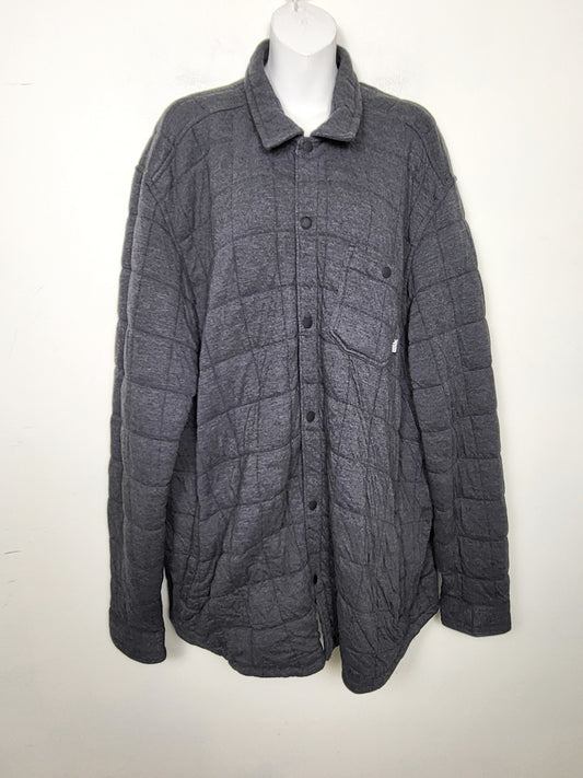 Eddie Bauer grey quilted button down shirt jacket. Unisex size 2XL