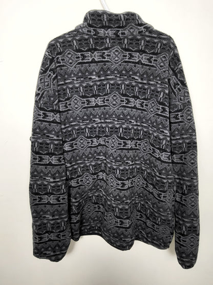 Columbia Helvetia II grey and black pattern half snap fleece pullover. Unisex size XXL