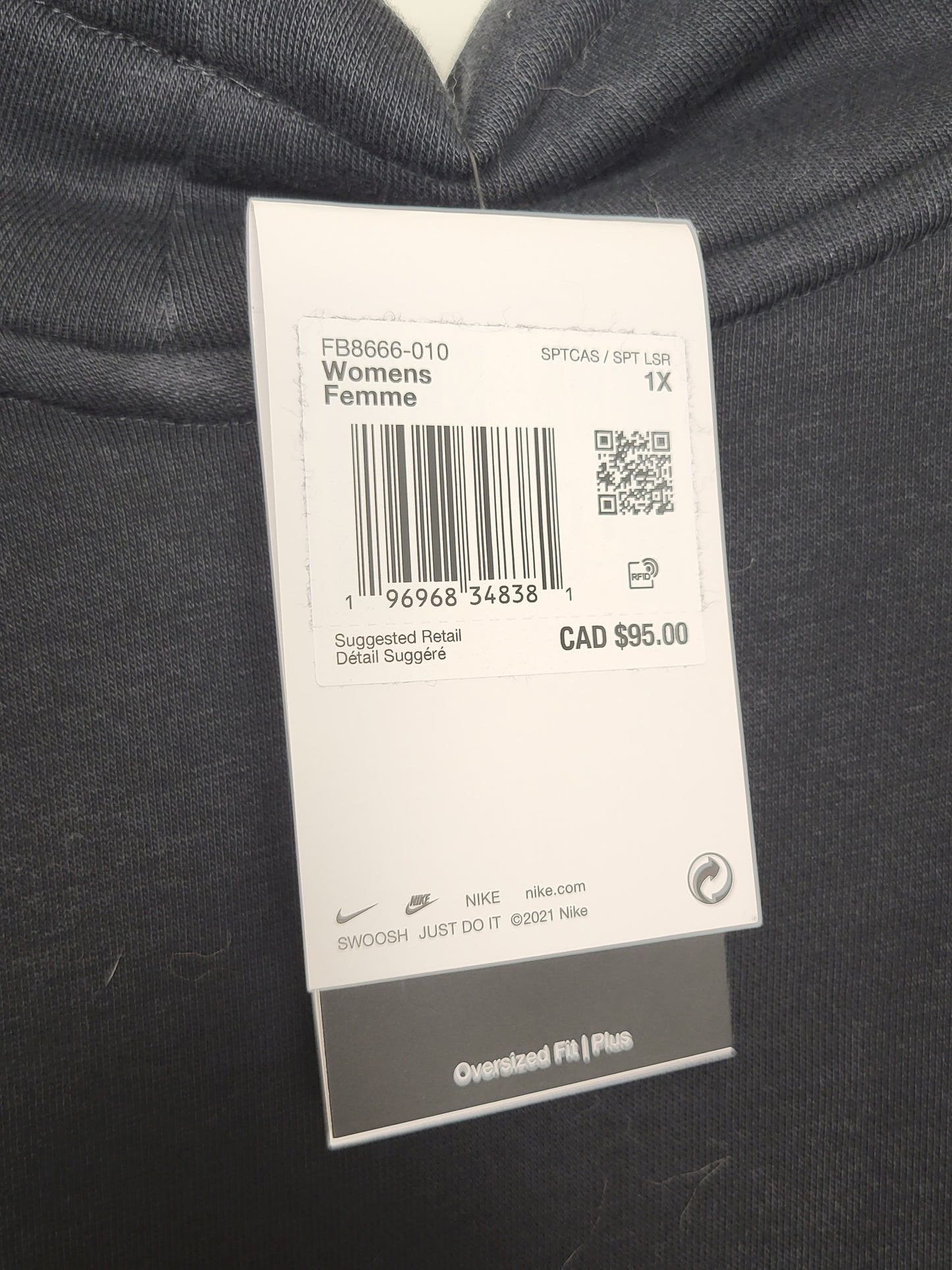 NEW - Nike black oversized fit fleece mock neck sweatshirt. Ladies size 1X