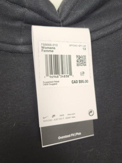 NEW - Nike black oversized fit fleece mock neck sweatshirt. Ladies size 1X